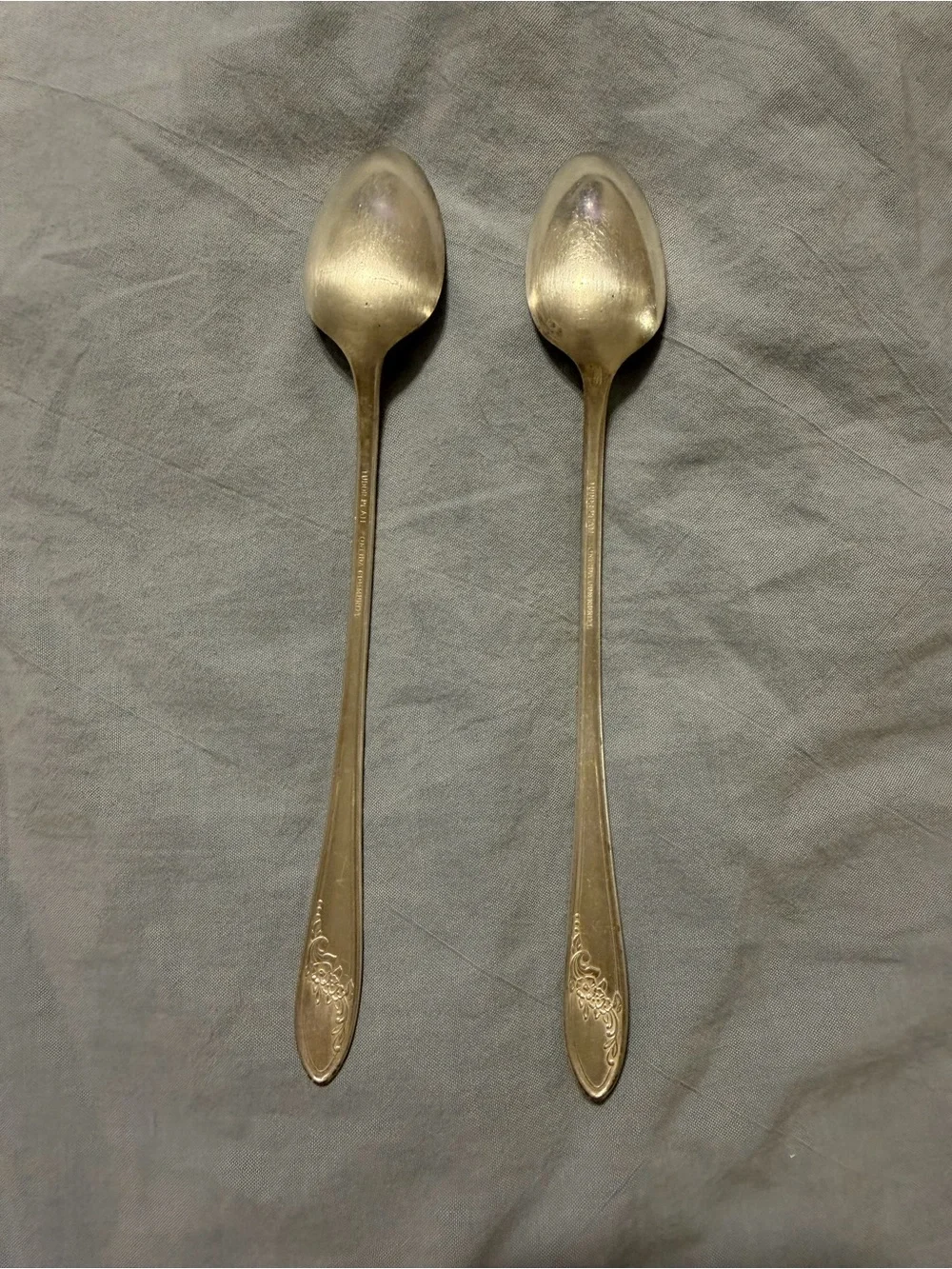 Oneida Community Tudor Plate Fantasy Silverplate Iced Tea Spoons Set of 2